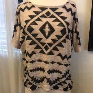Cream and Black Boatneck Top